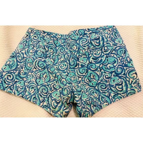 Lilly Pulitzer Addie Shorts Blue Swirl Print Cotton Casual‎ Everyday Size 00 - Picture 7 of 8